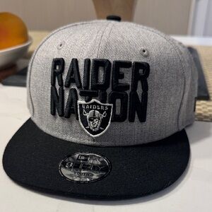 New Era Gray and Black Raiders Cap